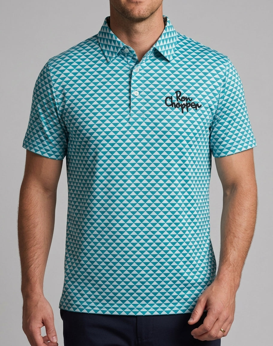 Rons' Green and White Tri Polo