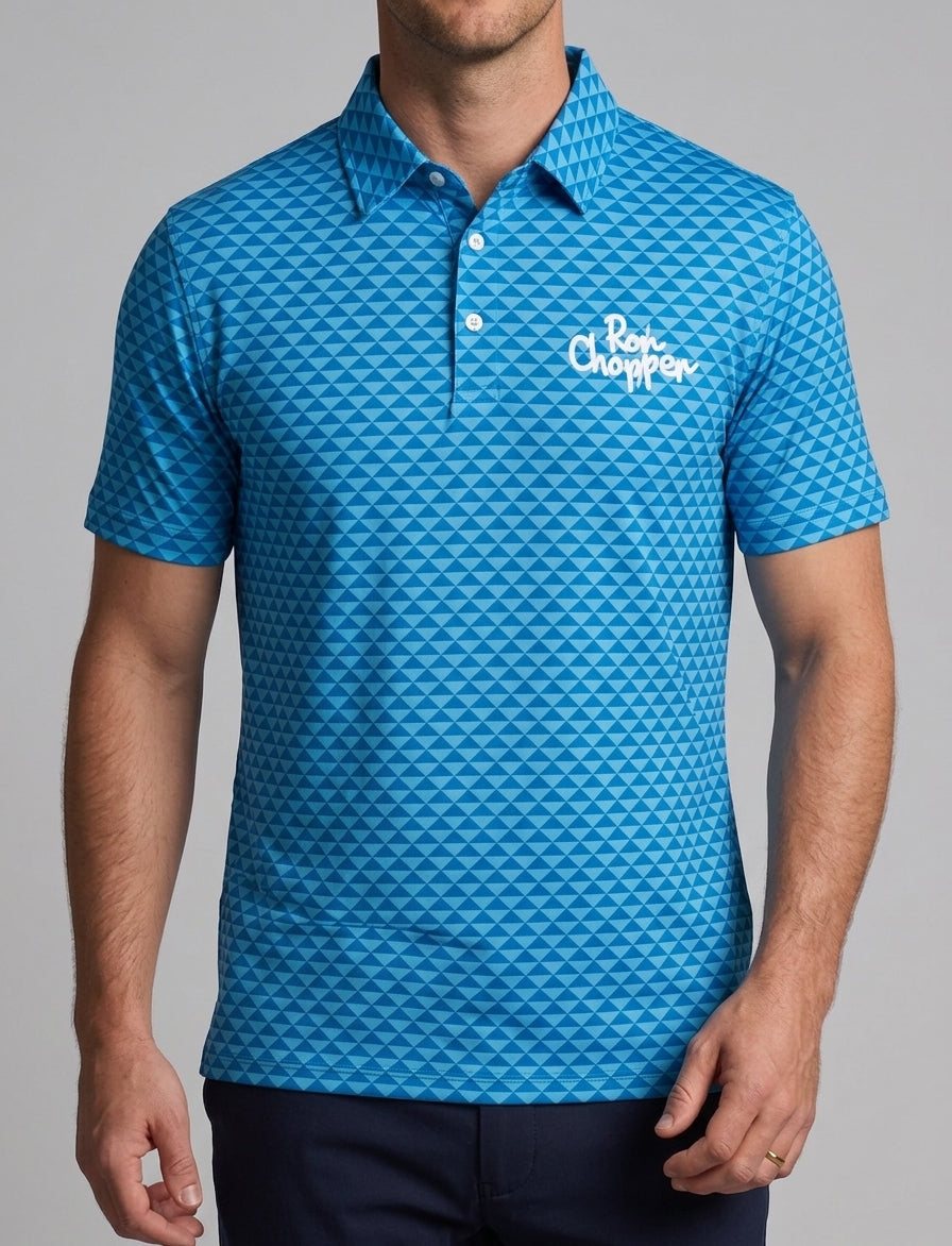 Rons' Blue n Blue Tri Polo