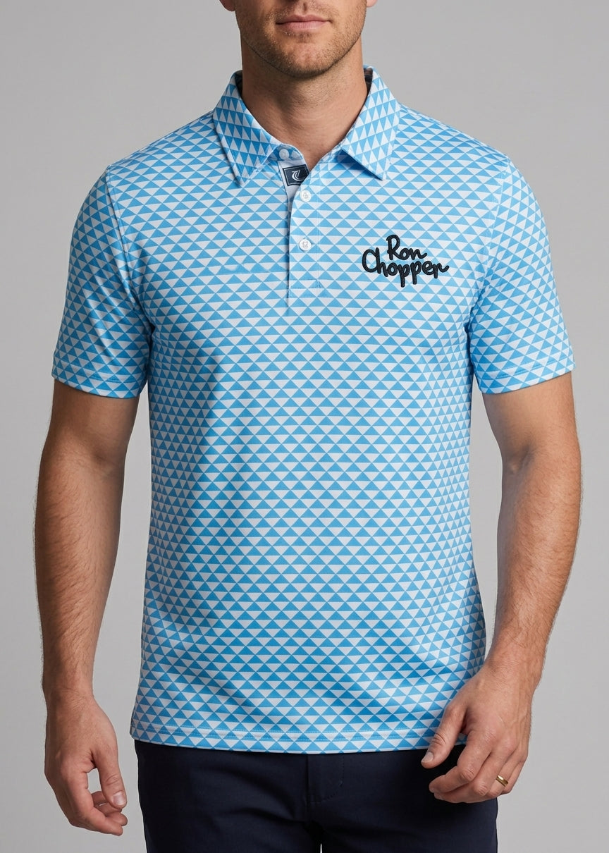 Rons' Blue and White Tri Polo