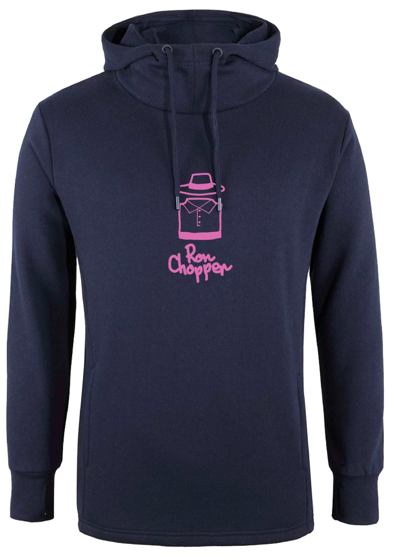 Ron's Golf Hoodie - Navy with Pink Centre Logo