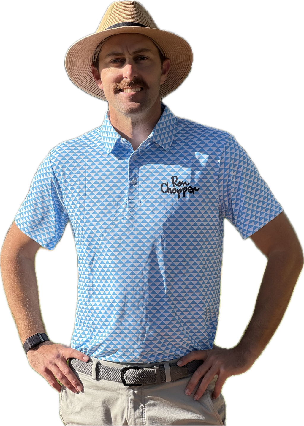 Rons' Blue and White Tri Polo