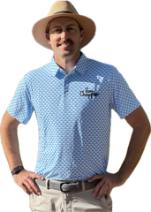 Rons' Blue and White Tri Polo